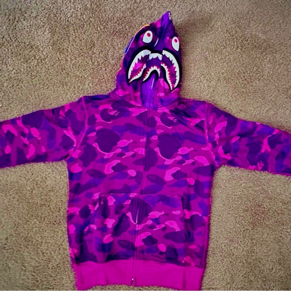 Bape Purple Camo Shark Hoodie